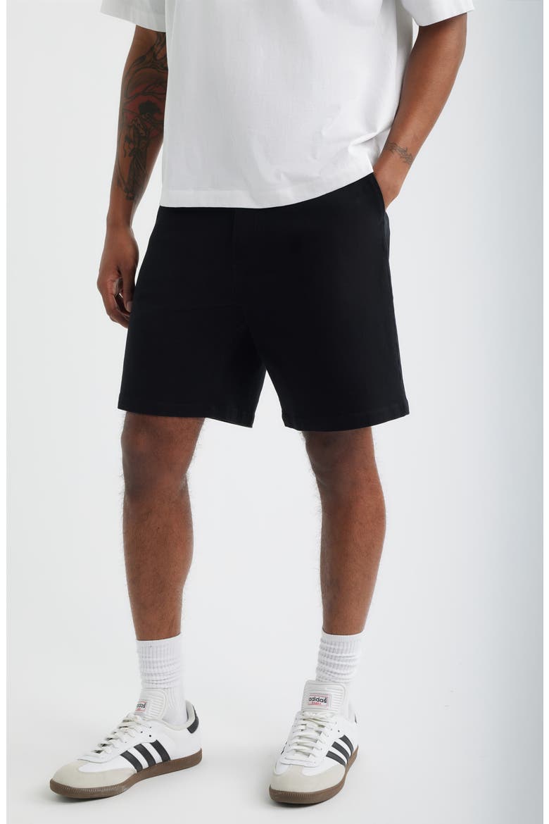 Del Mar Flat Front Stretch Twill Chino Shorts, Main, color, BLACK