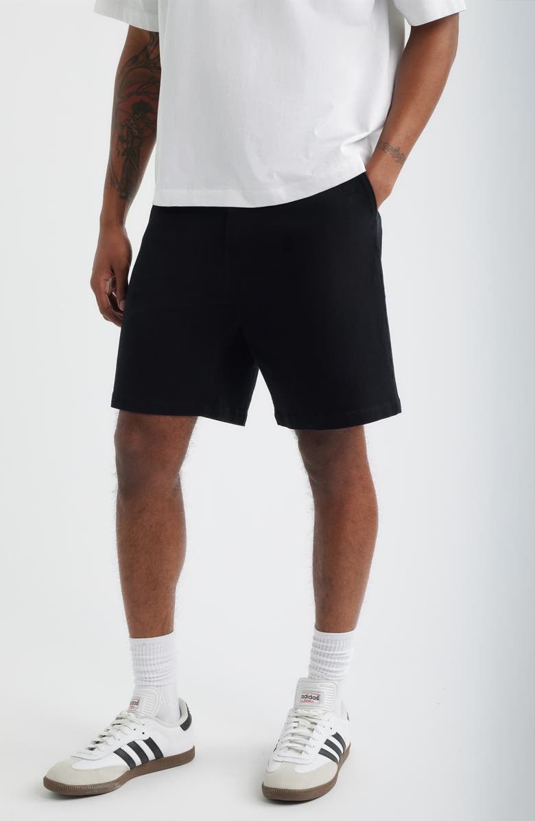 SANTO STUDIO Del Mar Flat Front Stretch Twill Chino Shorts, Main, color, Black