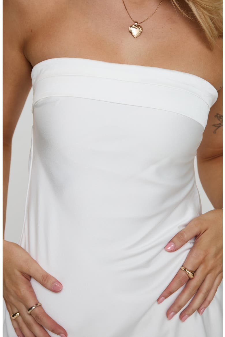 Phillipa Strapless Satin Minidress, Alternate, color, WHITE