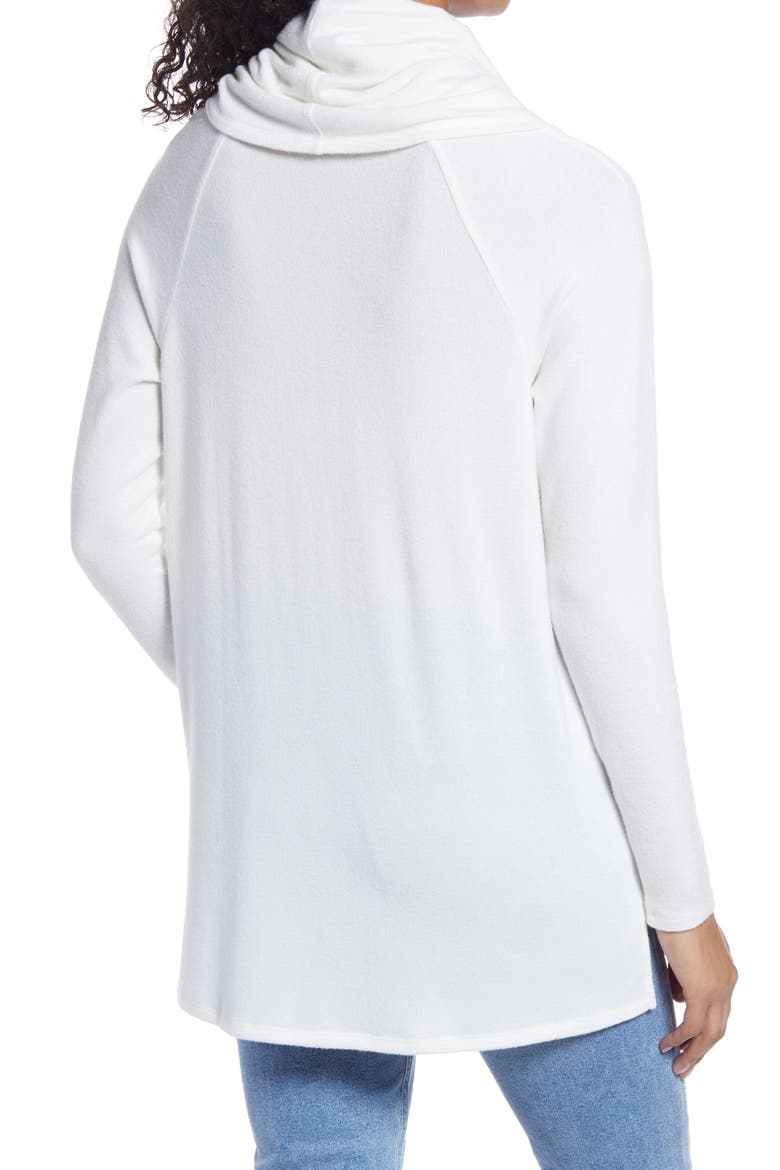 Convertible Neckline Cozy Fleece Tunic, Alternate, color, IVORY