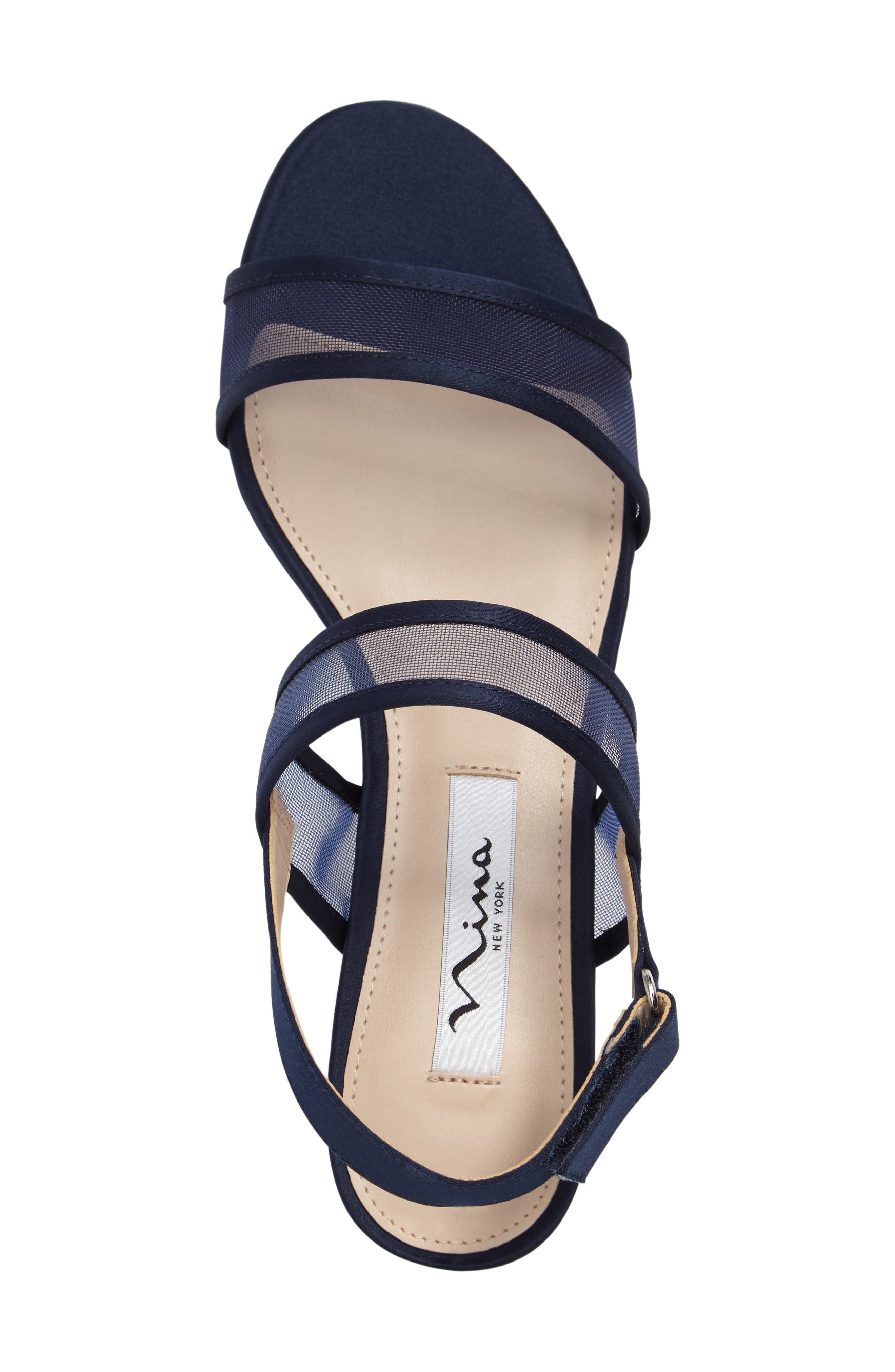 Ganice Mesh Strap Sandal, Alternate, color, NEW NAVY SATIN