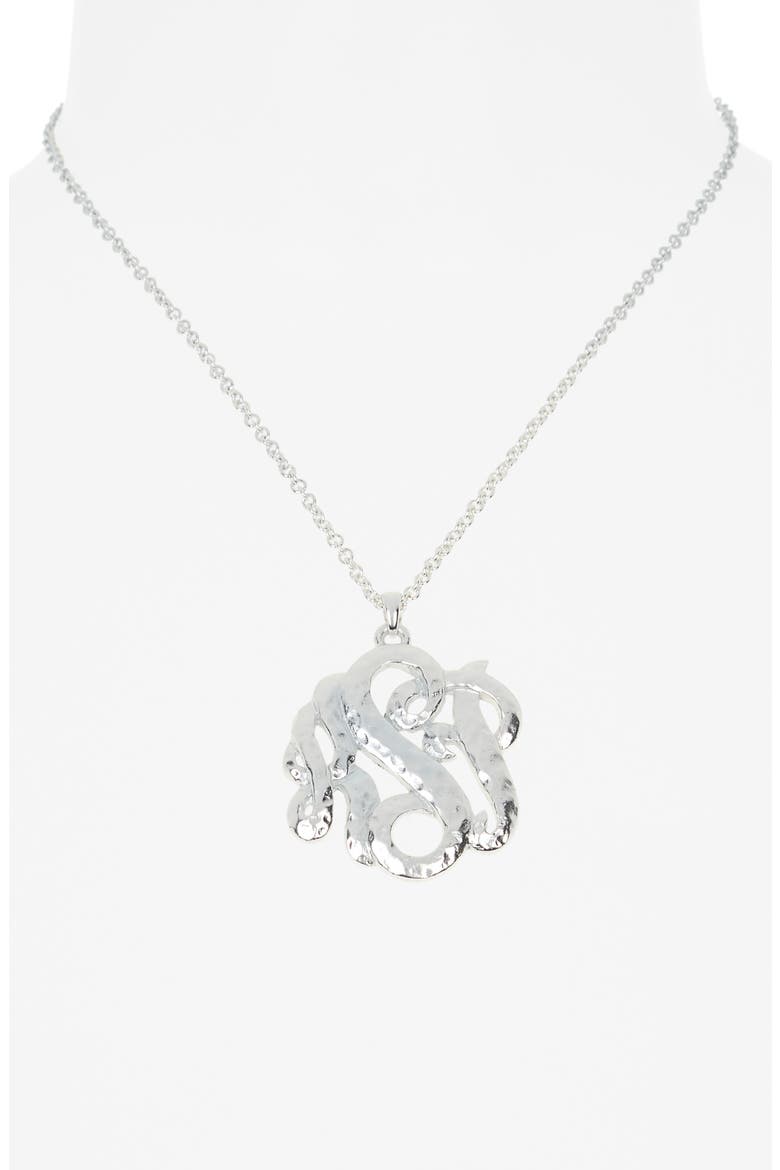 Monogram Pendant Necklace, Alternate, color, SILVER