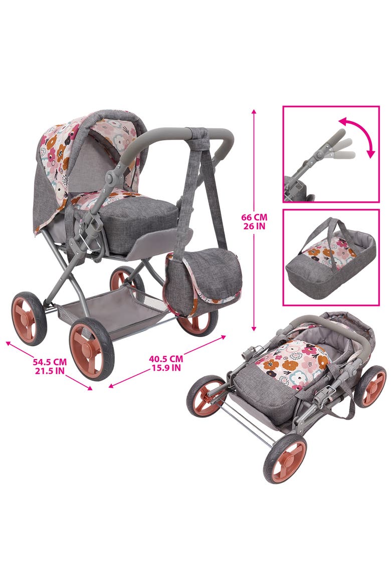 Melange Flora Kelly Deluxe Doll Pram, Alternate, color, Multicolored
