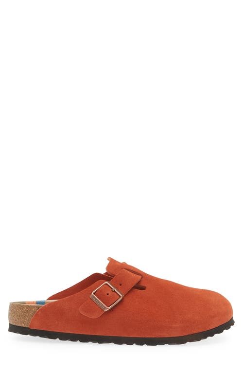 Birkenstock Boston Embossed Suede Mules In Orange