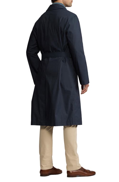 Ralph Lauren Purple Label Technical Wool Trench Coat In Navy