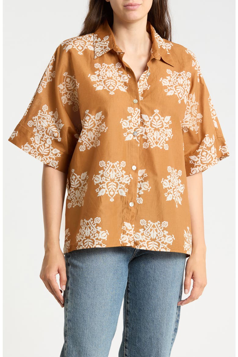 Tie Front Shirt, Main, color, ROOT BROWN