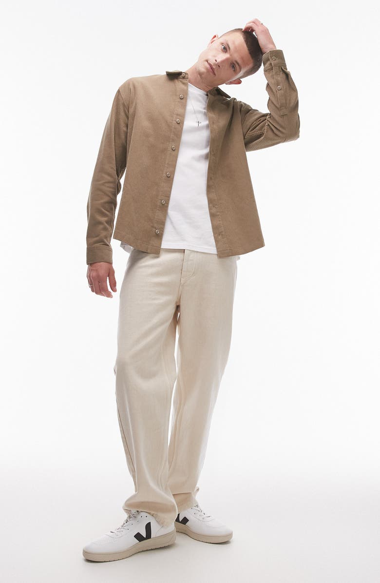 Topman Oversize Minicord Button-Up Shirt, Alternate, color, 