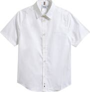 BOSS Kidswear Kids' Solid Short Sleeve Cotton Button-Up Shirt
