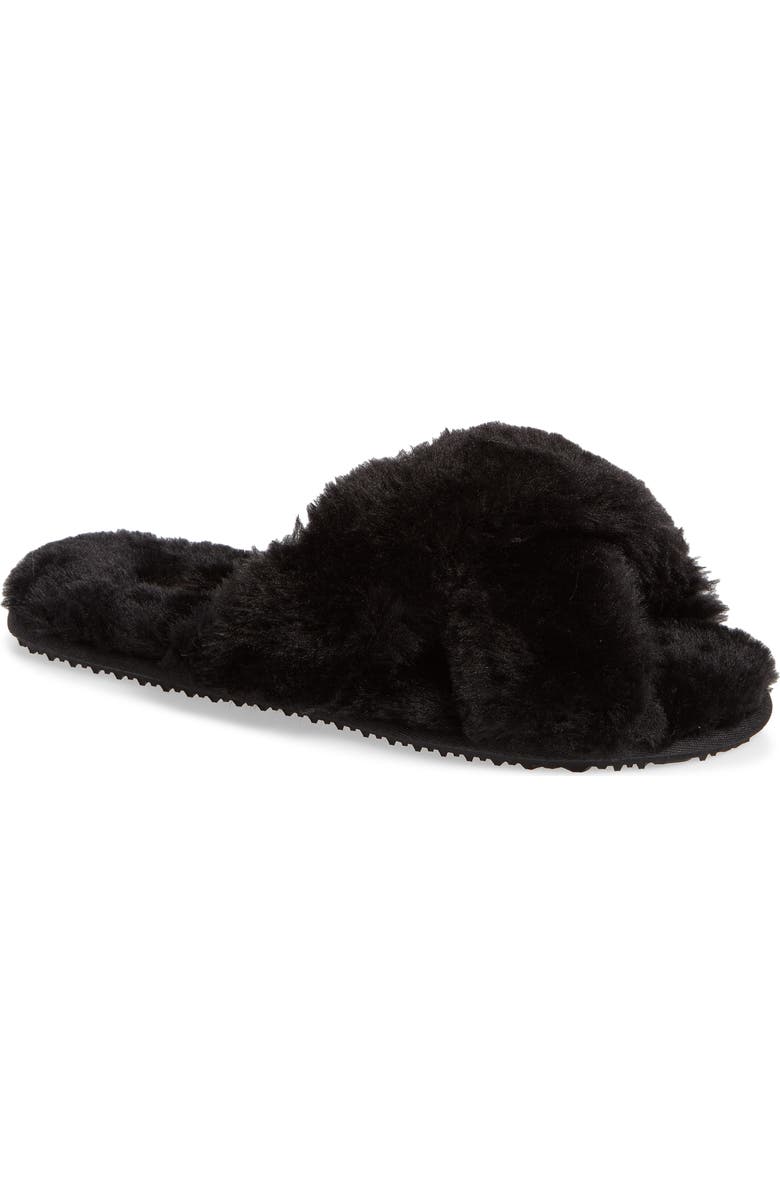 Billini Emery Crisscross Faux Fur Slippers, Main, color,