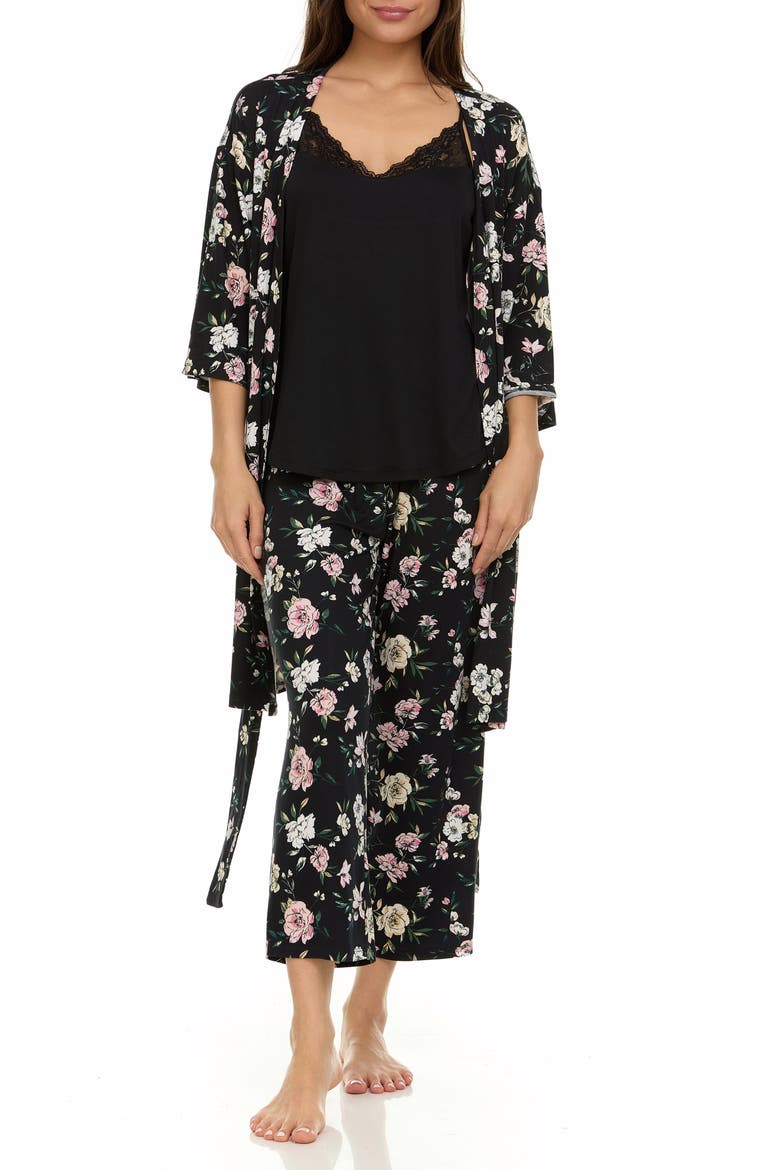 Madison 3-Piece Travel Pajamas, Main, color, BLACK