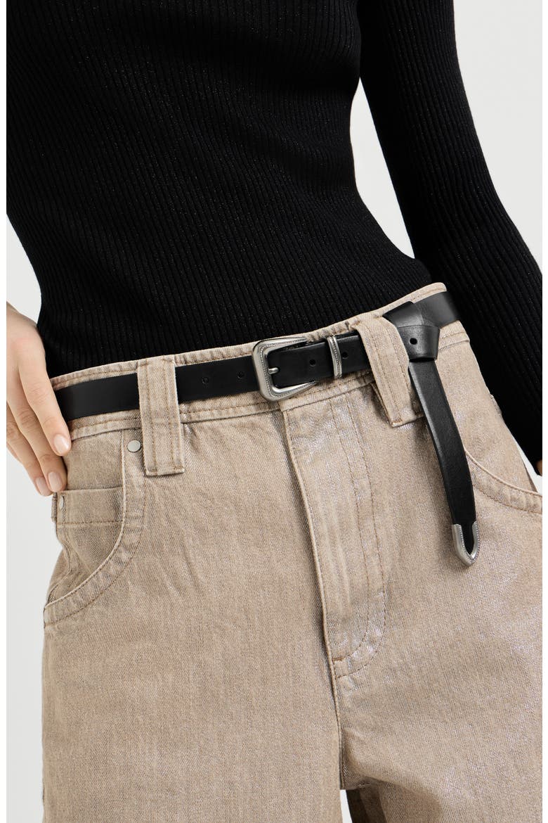 Cowhide belt with monili, Alternate, color, Black