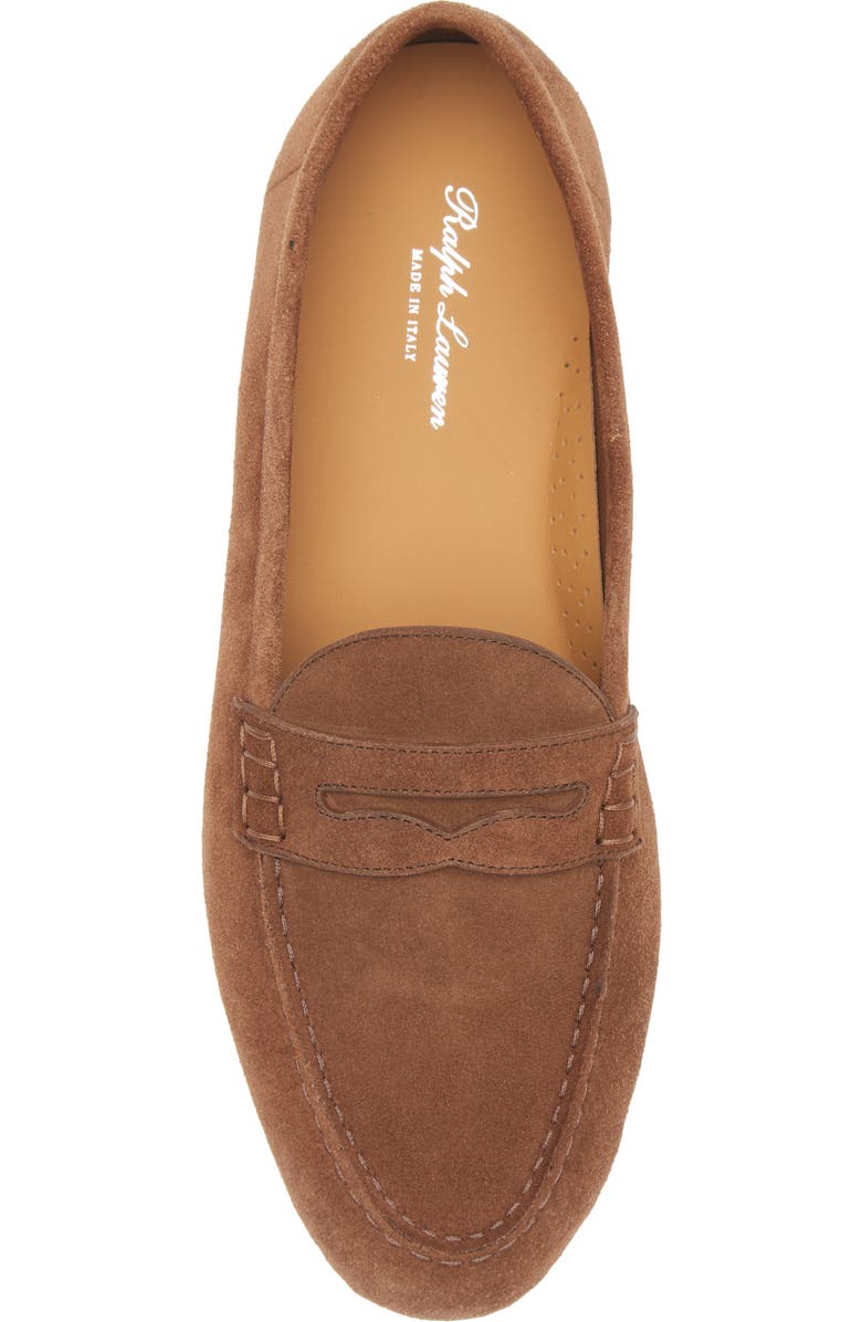 Ralph Lauren Purple Label Collins Suede Penny Loafer, Alternate, color, Chesnut Brown