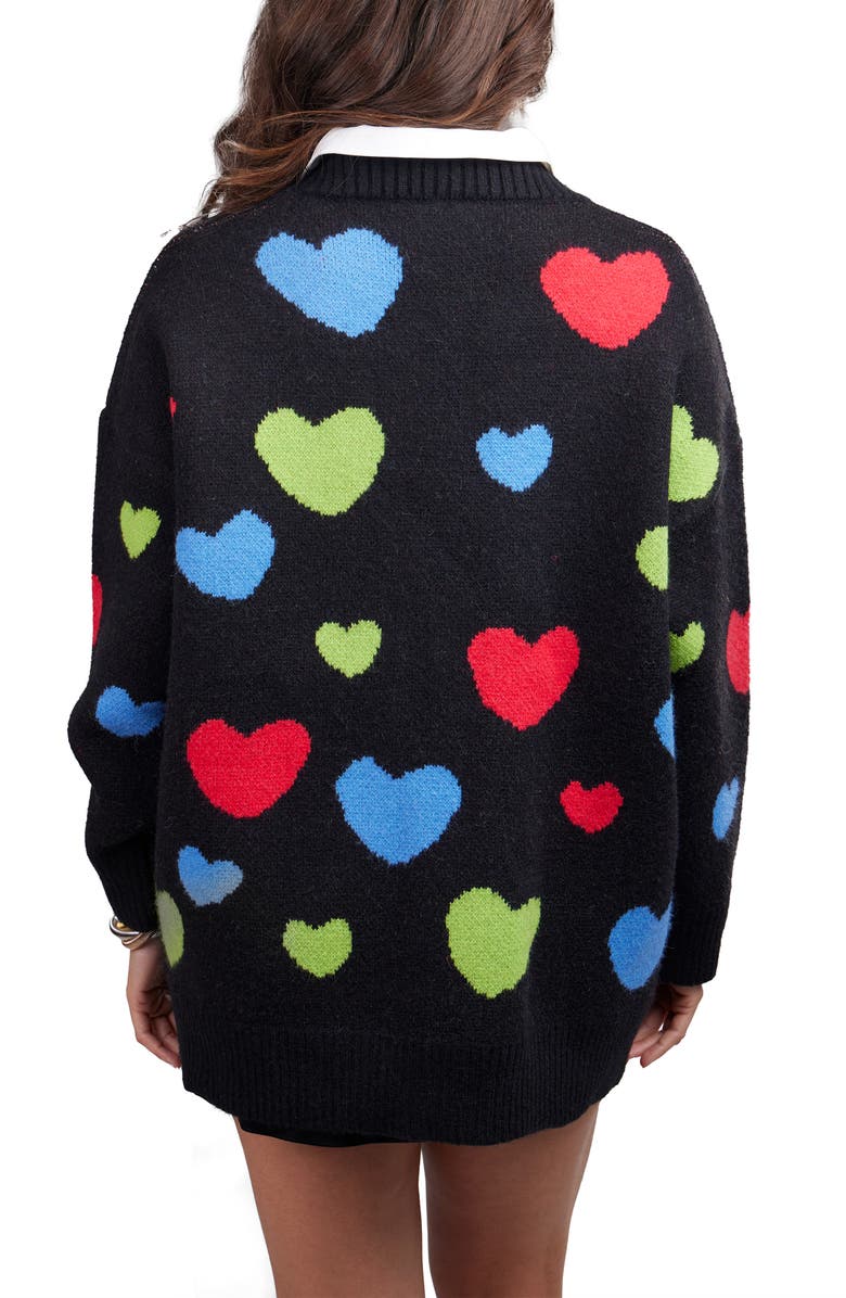 SAACHI Heart Motif Cardigan, Alternate, color, Light/Pastel Blue