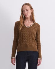 Sportscraft Merino Cable V Neck Sweater