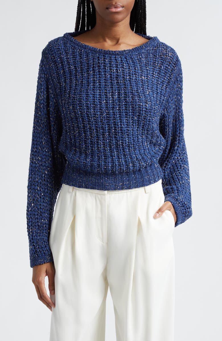Ramy Brook Clea Metallic Boat Neck Sweater, Main, color, 