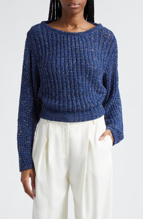 Clea Metallic Boat Neck Sweater