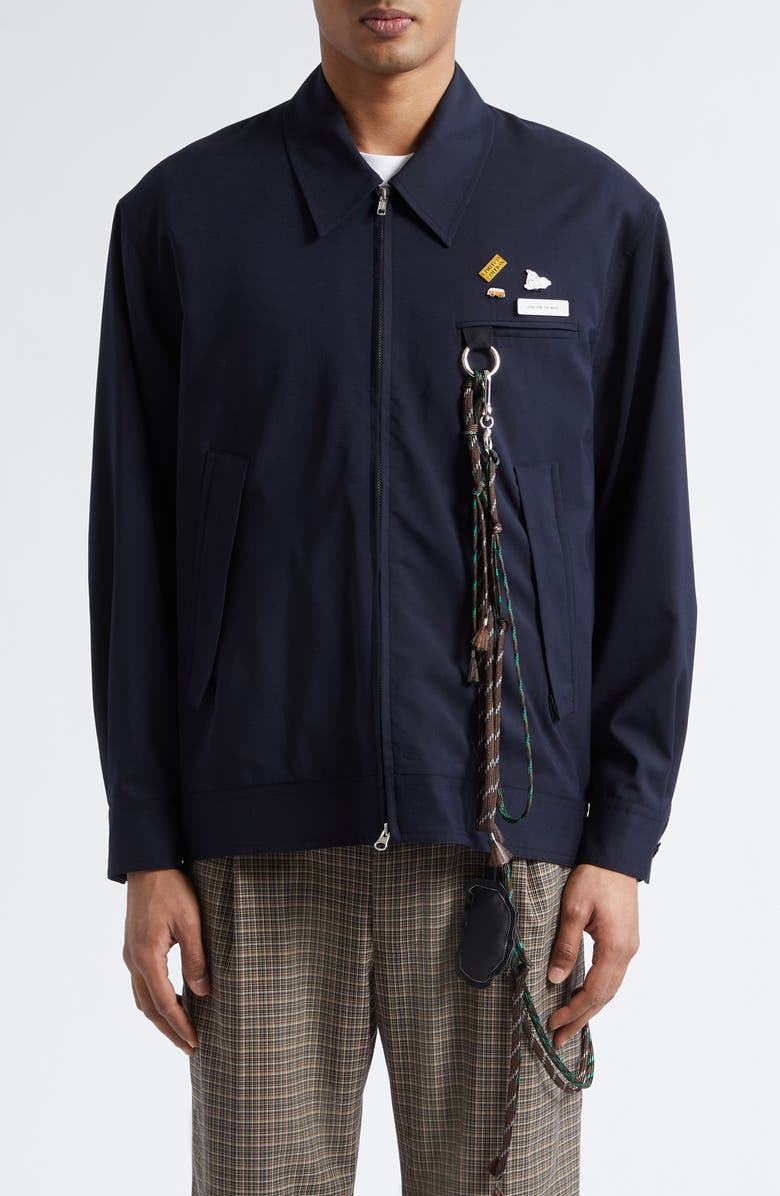 SONG FOR THE MUTE Wool Blend Coach's Jacket, Main, color, Navy