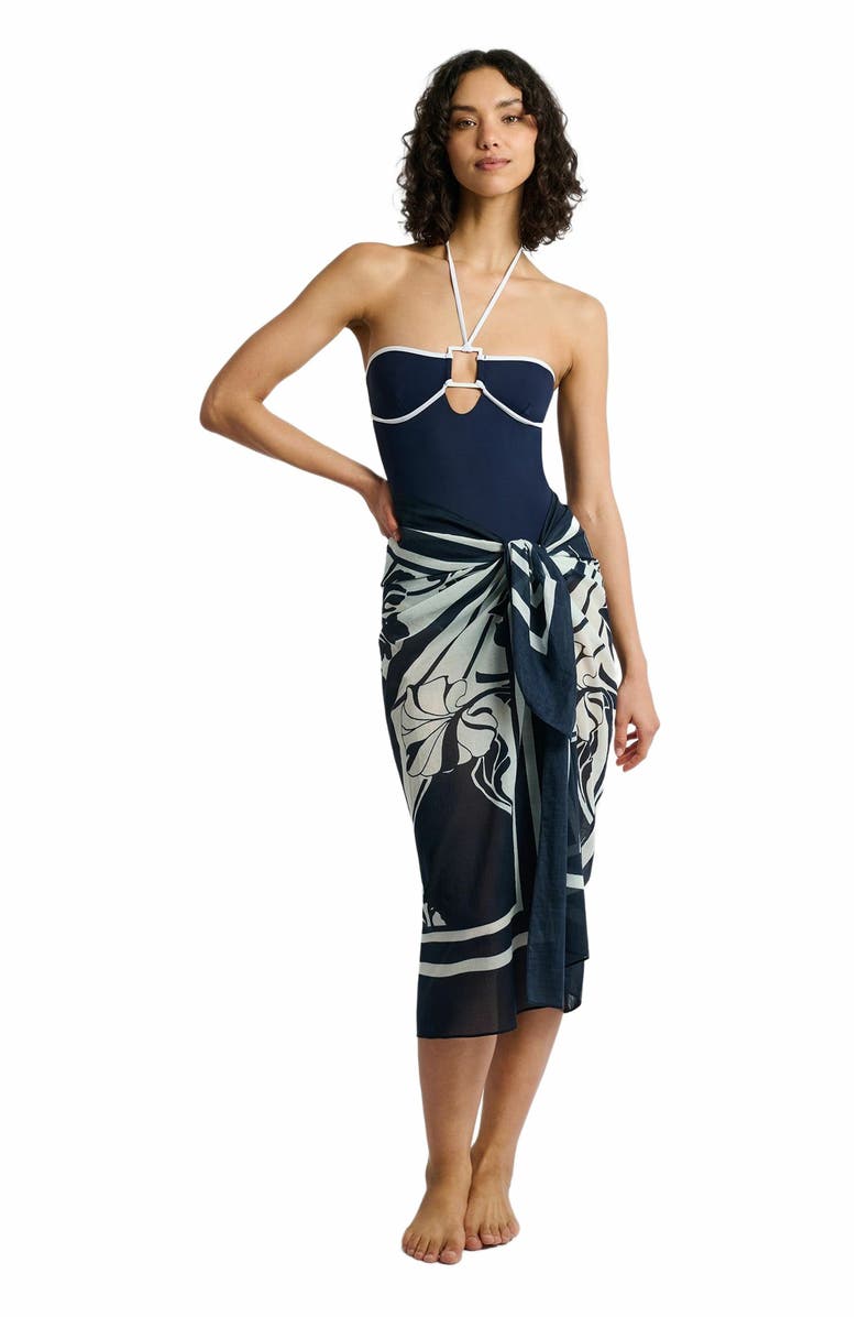 Onia Cotton Chiffon Pareo, Main, color, Deep Navy/Egret