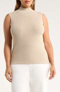Tahari ASL Metallic Mock Neck Sleeveless Sweater