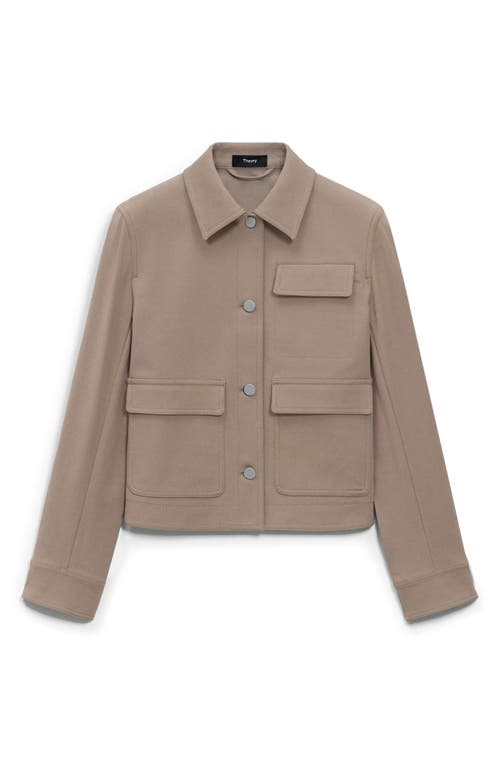 Theory Casual Button Front Jacket In Walnut