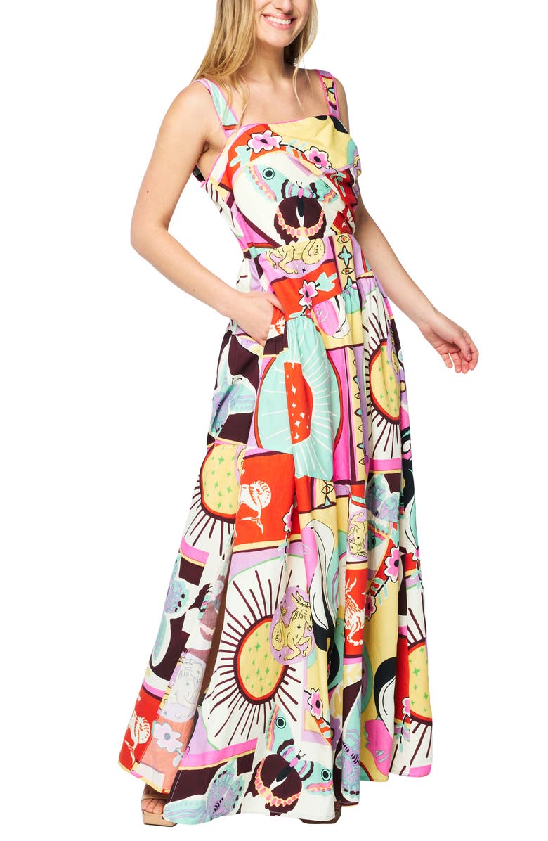 CIEBON Lillias Cotton Maxi Sundress, Alternate, color, Pink Multi