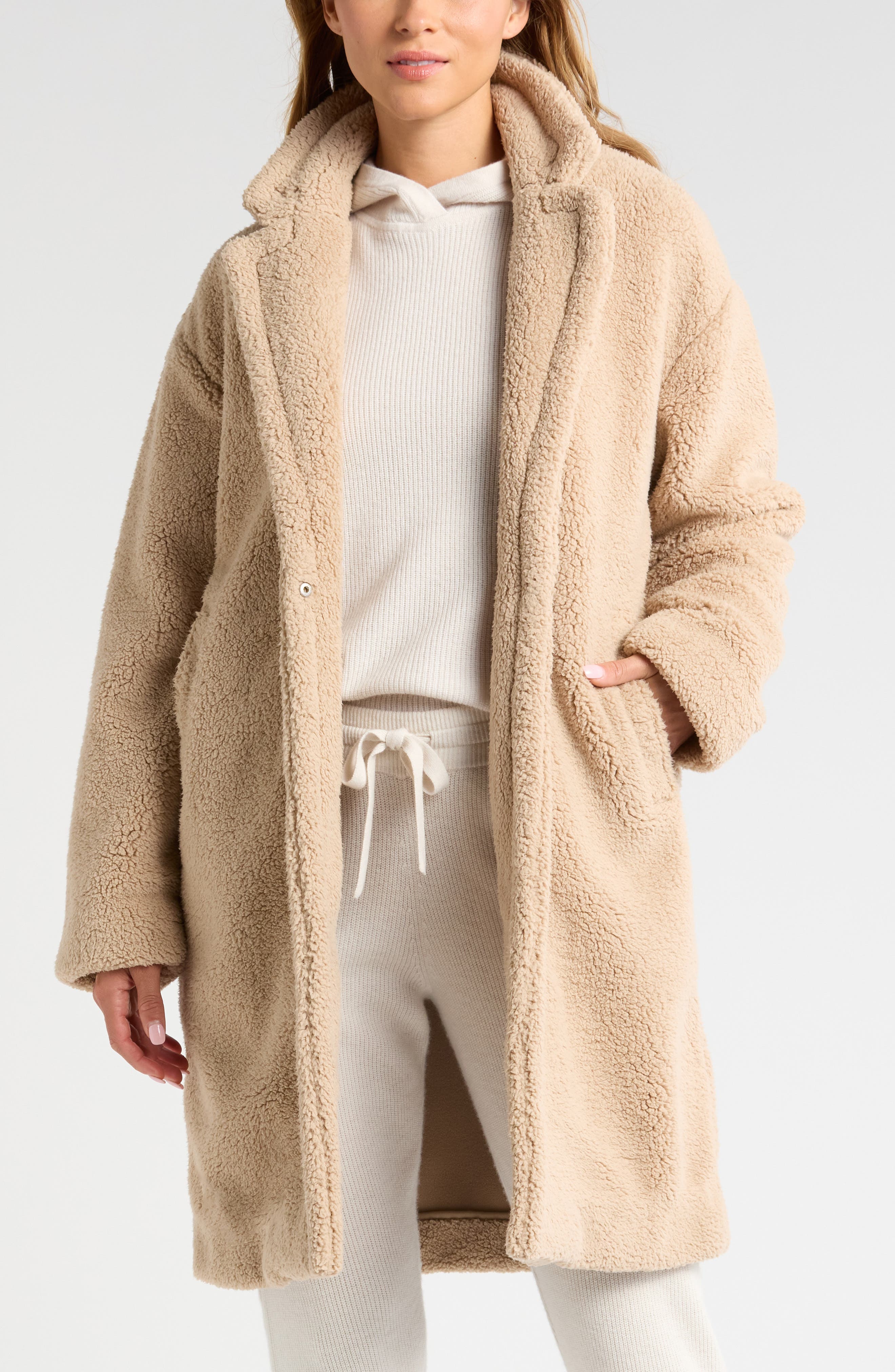 Faux Shearling Longline Coat