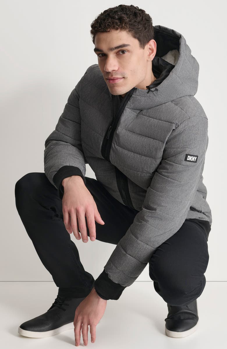 DKNY Zip Front Quilted Jacket, Alternate, color, Heather Grey