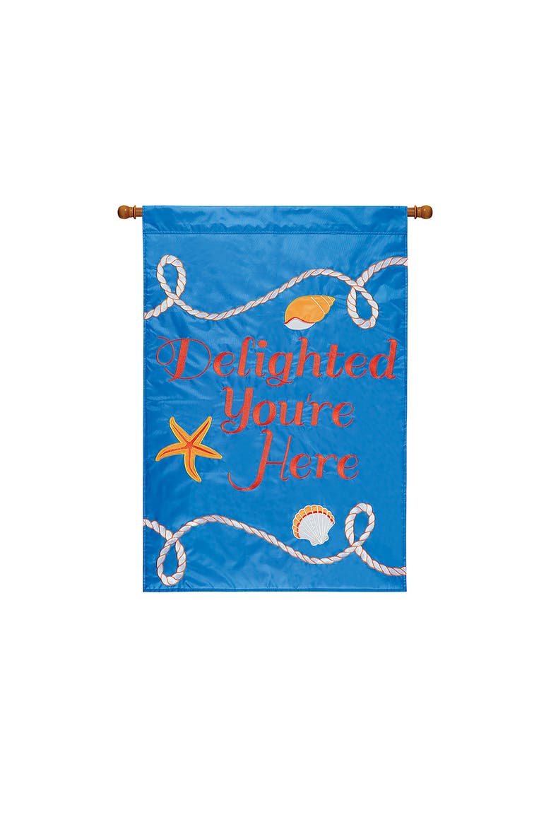 Delighted You're Here Flag, Main, color, Blue