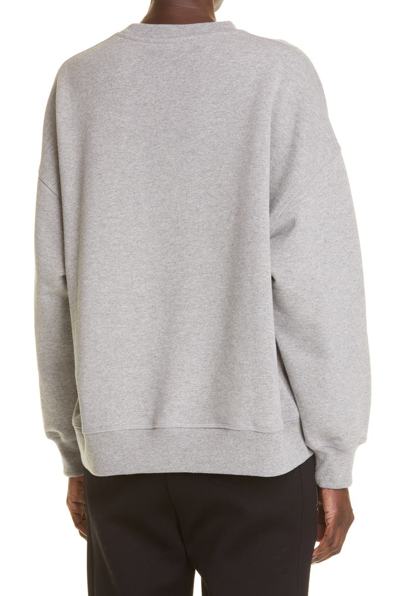 Alexander McQueen Graffiti Logo Oversize Cotton Sweatshirt, Alternate, color, GREY MELANGE/ CORAL