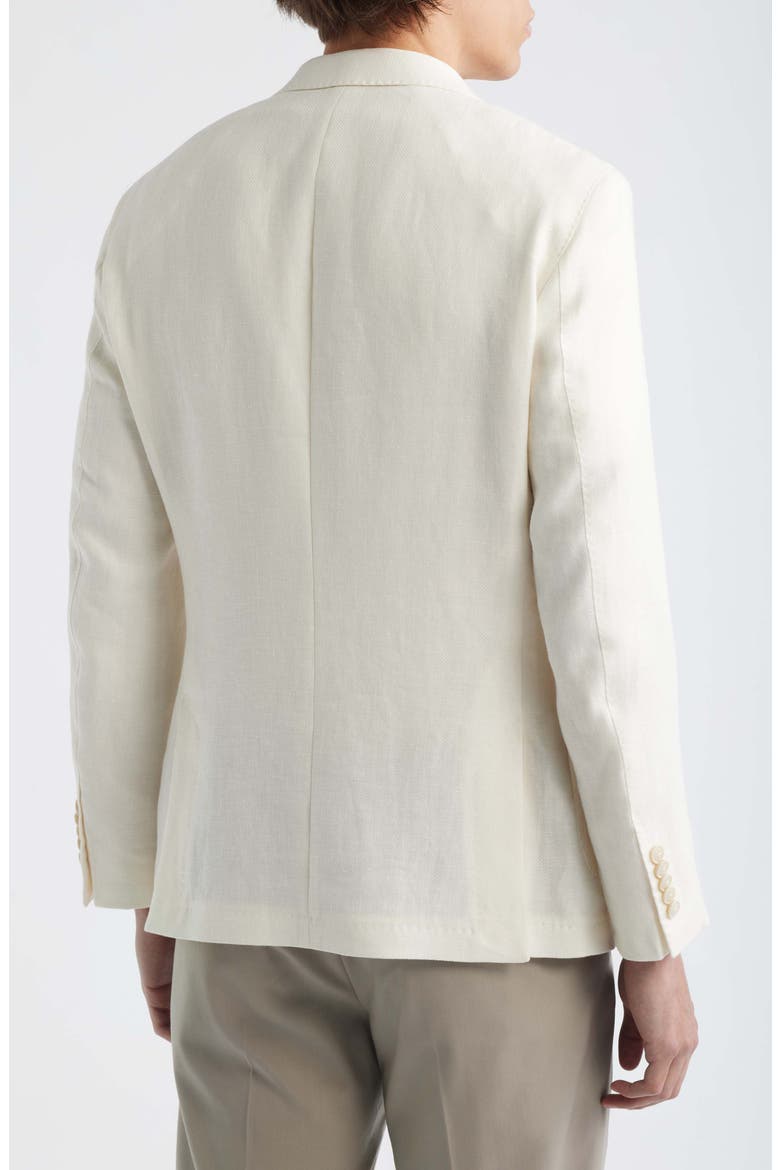 Heston Slim Fit Off White Wool & Linen Herringbone Sport Coat, Alternate, color, OPEN WHITE