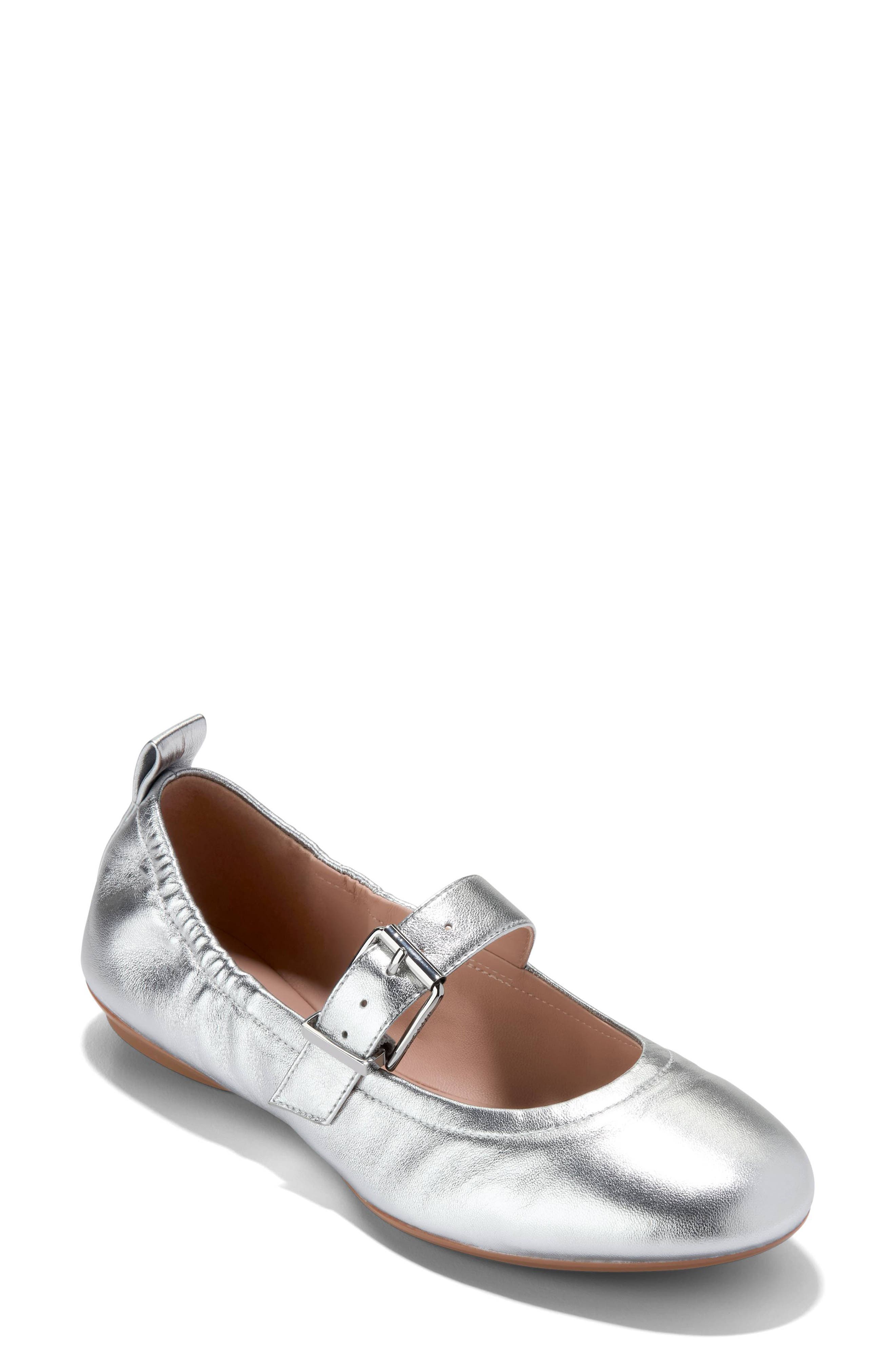 Graclyn Mary Jane Ballet Flat, Main, color, SILVER LEATHER