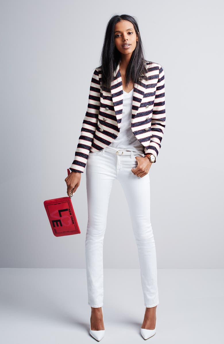 Search for Sanity Double Breasted Stripe Blazer, Alternate, color, 