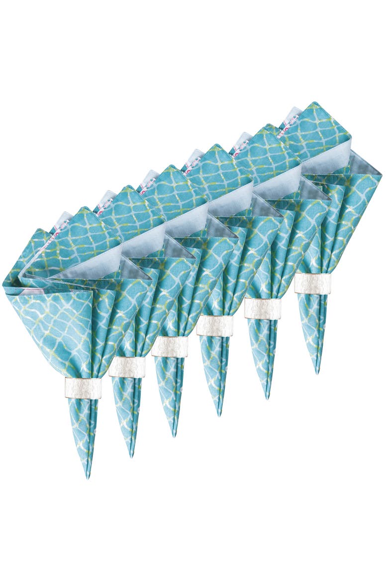 St. Kitts Cotton Reversible Napkin Set of 6, Alternate, color, Blue