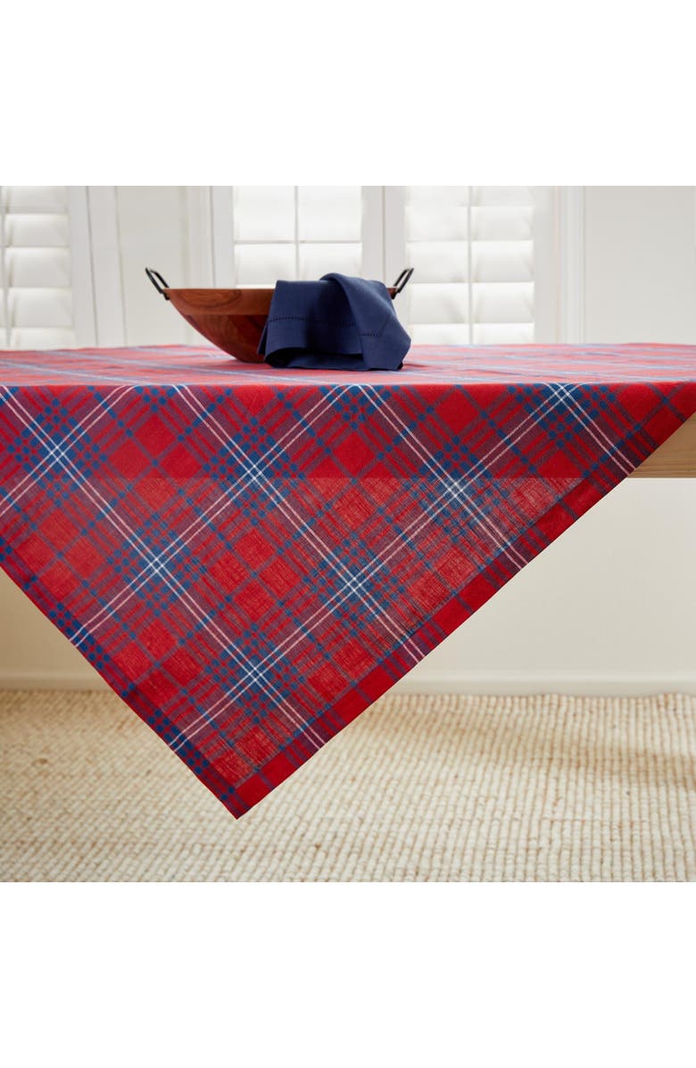 Solino Home Linen Table Throw - Red Tartan Plaid, Alternate, color, Red And Navy