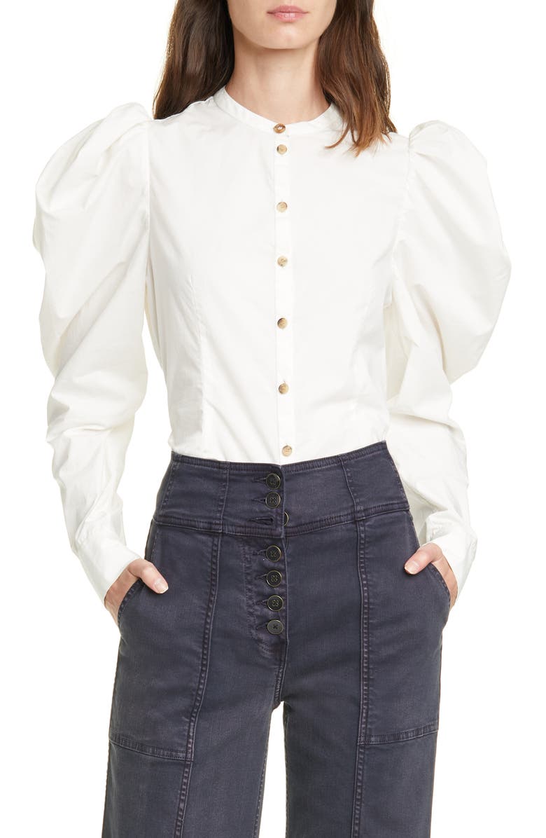 Ulla Johnson Willa Puff Sleeve Cotton Blouse, Main, color,