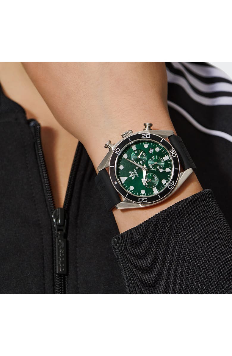 adidas Edition Two Chronograph Silicone Strap Watch, 43mm, Alternate, color, 