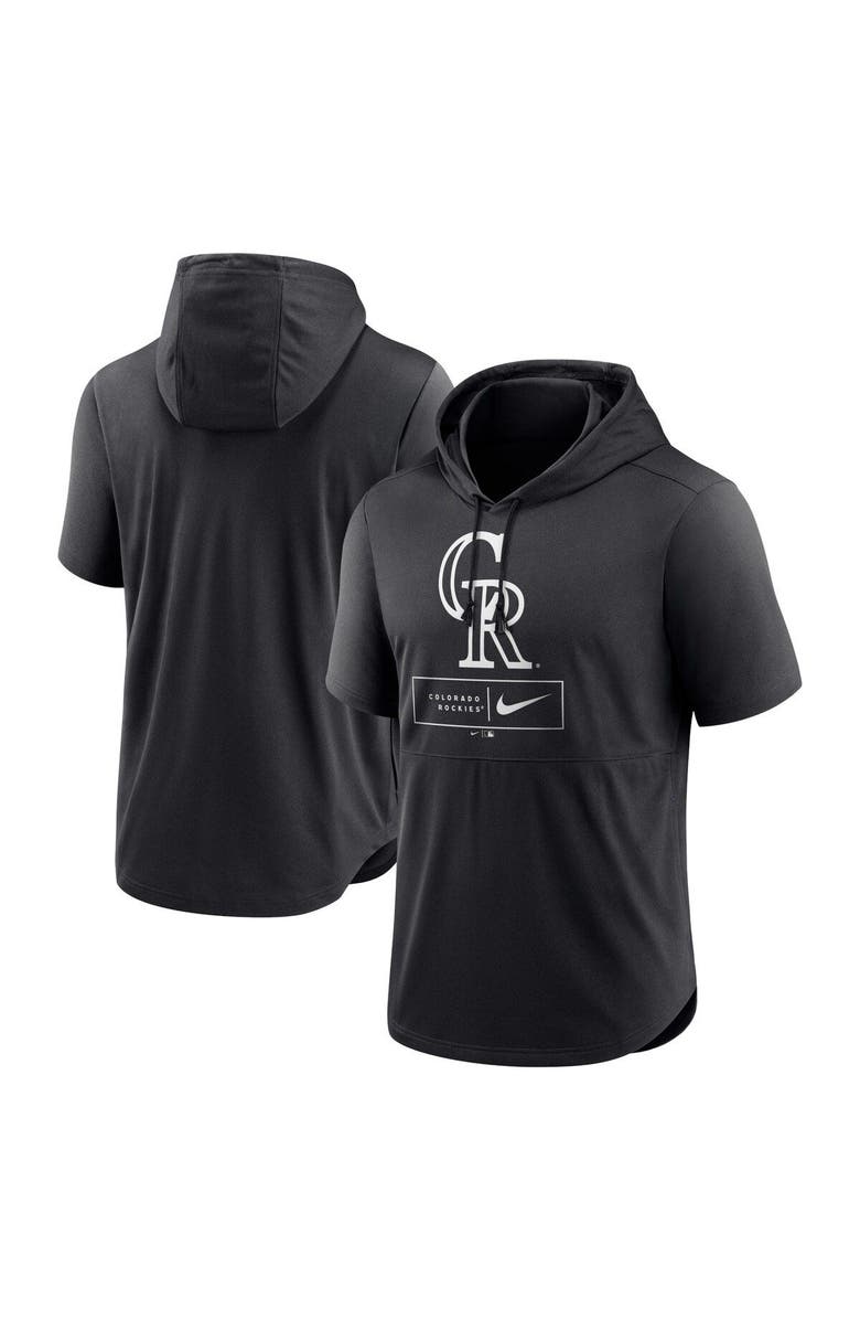 Nike Men's Nike Black Colorado Rockies Logo Lockup Performance Short-Sleeved Pullover Hoodie, Alternate, color, Black
