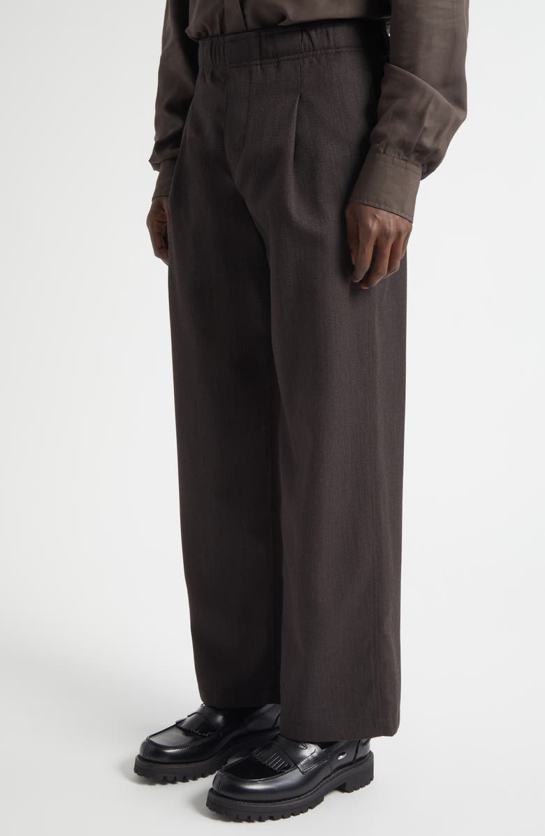 OUR LEGACY Leisure Pleated Virgin Wool Trousers, Alternate, color, Havana Bronw Chain Wool