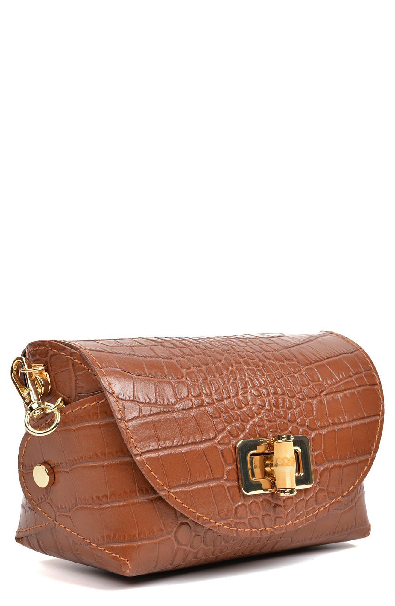 ANNA LUCHINI Croc Embossed Leather Crossbody Bag (Women) | Nordstromrack