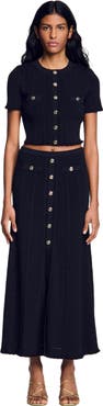 SANDRO Cropped pointelle knit cardigan
