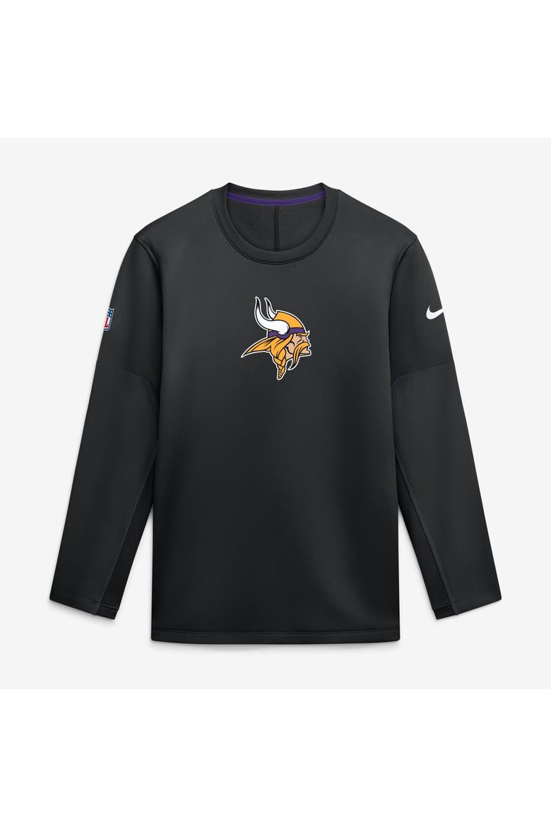 Men's Nike Black Minnesota Vikings Sideline Coaches Team Present Midweight Therma-FIT Sweatshirt, Main, color, Black