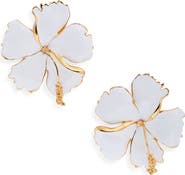 Oscar de la Renta Hibiscus Enamel Earrings