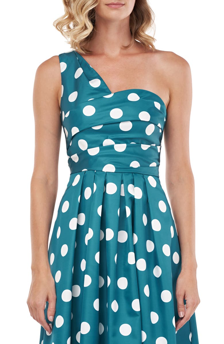 Kay Unger Victoire One-Shoulder Mikado Cocktail Dress, Alternate, color, 