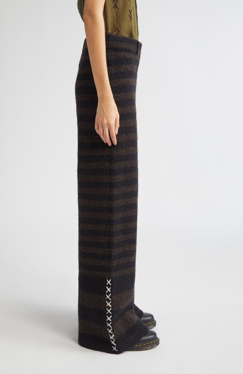 Yanyan Softi Oversize Stripe Wool Blend Pants In Brown