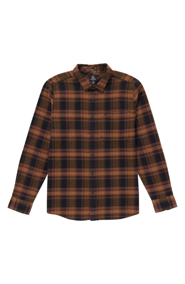 Volcom Baystone Plaid Flannel Button-Up Shirt, Main, color, 