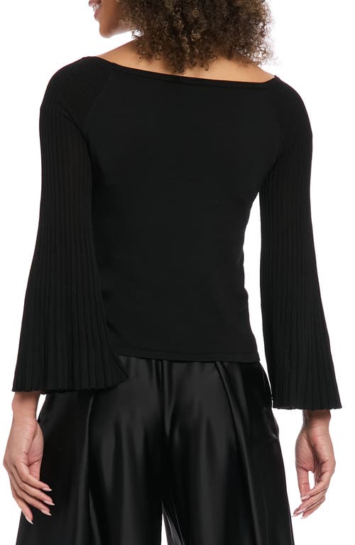 Muse Off The Shoulder Trumpet Sleeve Sweater In Black