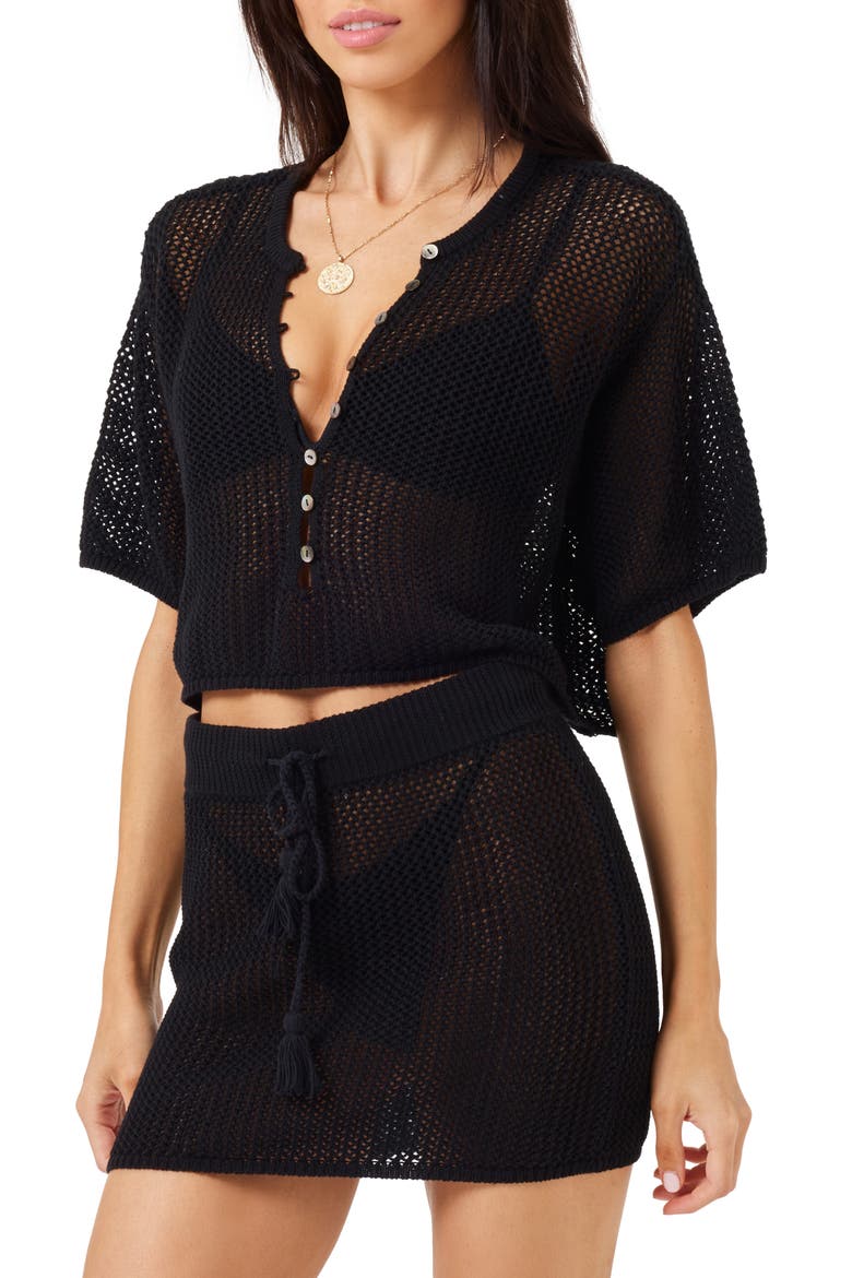 Coast Is Clear Open Stitch Cotton Crop Cardigan video