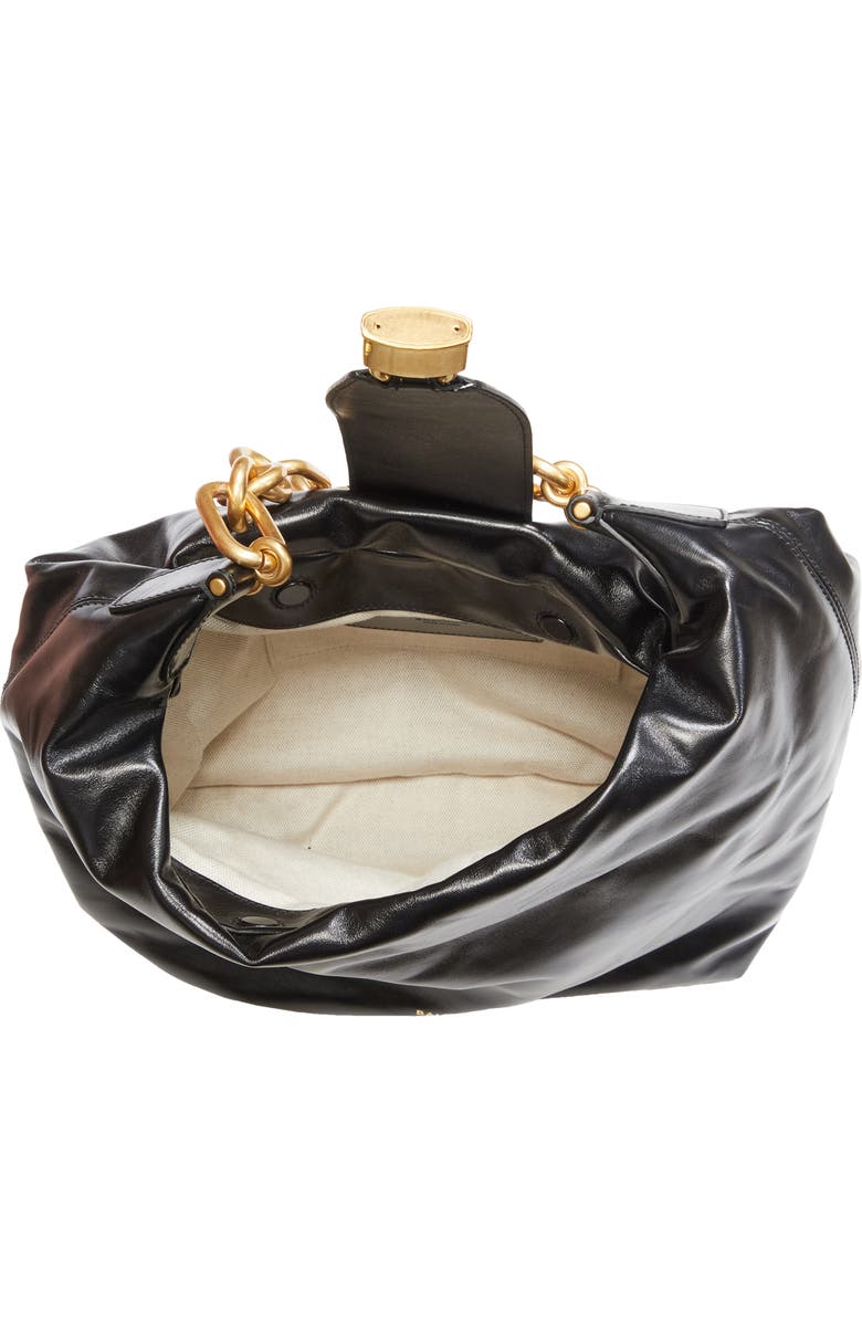 Balmain Sync Leather Hobo Bag, Alternate, color, Black