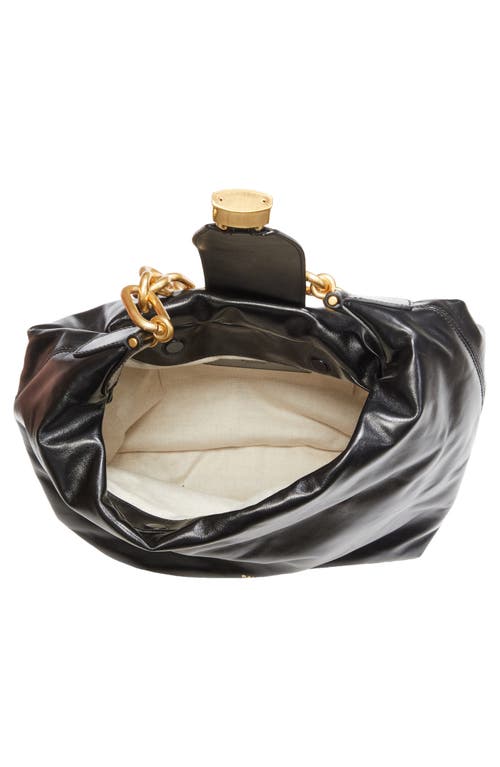 Balmain Sync Leather Hobo Bag In Black