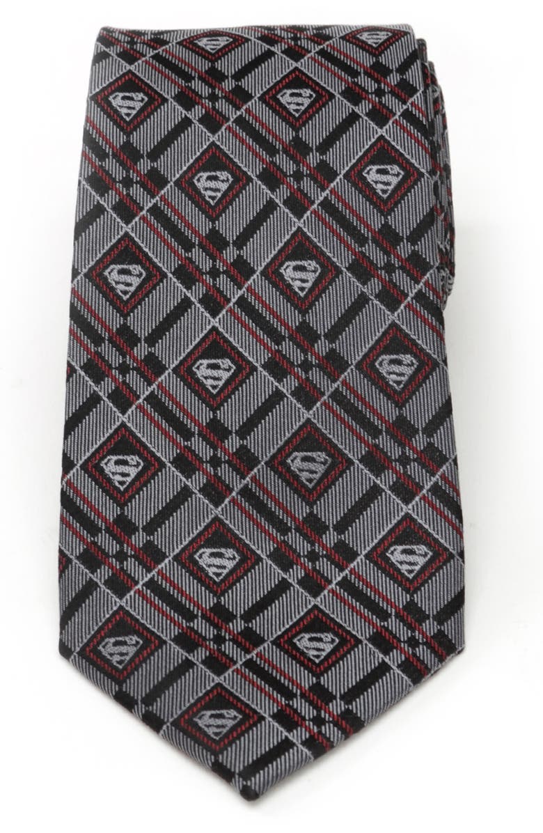 Cufflinks, Inc. DC Comics Superman Geometric Gray Silk Tie, Main, color, Silver